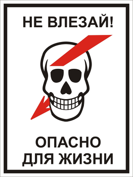 S29/1 Не влезай! опасно для жизни! "череп" (пластик) - Знаки безопасности - Знаки по электробезопасности - Магазин охраны труда и техники безопасности stroiplakat.ru